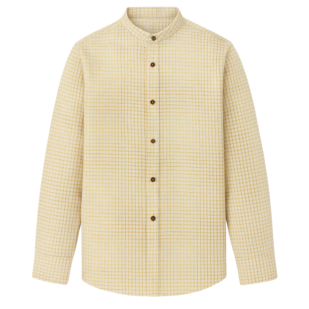 Natural Lines – Pure Linen in Light Brown Checks