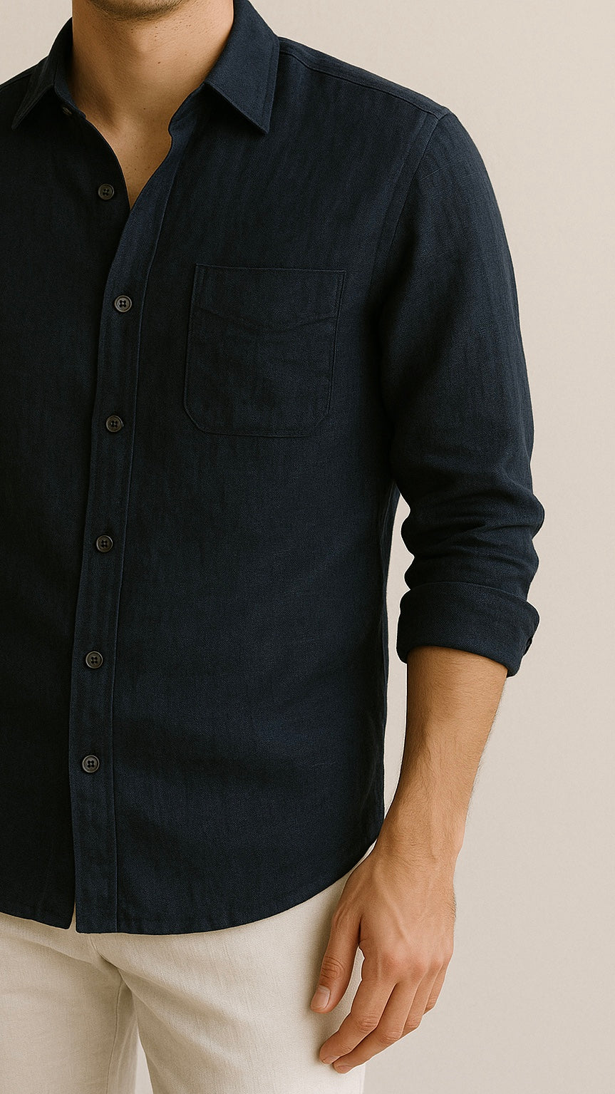Refined Depth – Custom Pure Linen in Midnight Blue